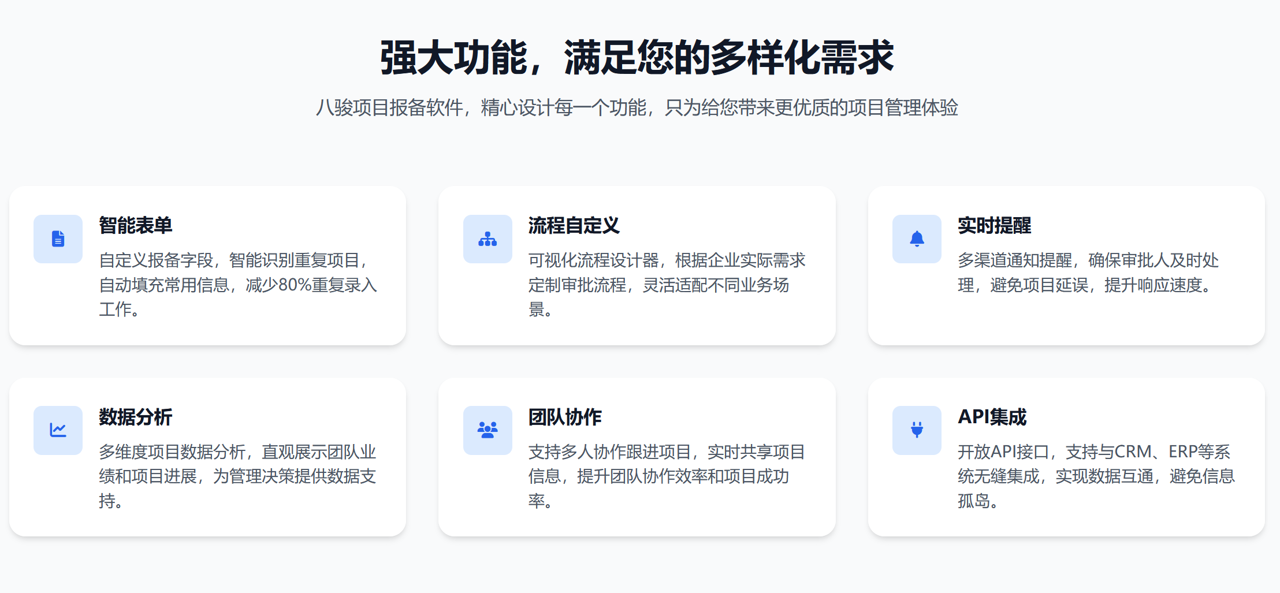 八駿項目報備軟件功能